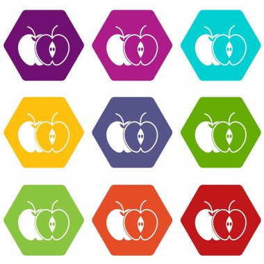 Tüm elmayı ve yarım simge renk altı yüzlü ayarla