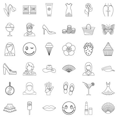 Elbise Icons set, anahat stili