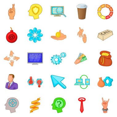 Kara para aklama Icons set, karikatür tarzı