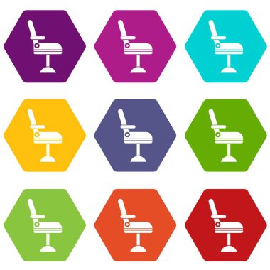 Renk altı yüzlü sandalye Icon set