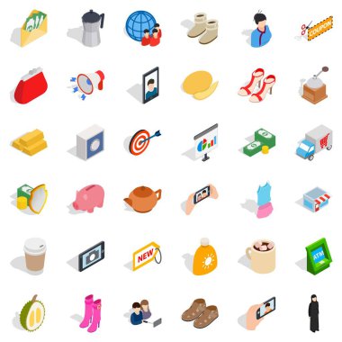 M-cüzdan Icons set, izometrik stili