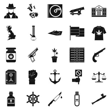 Suç soruşturma Icons set, basit tarzı