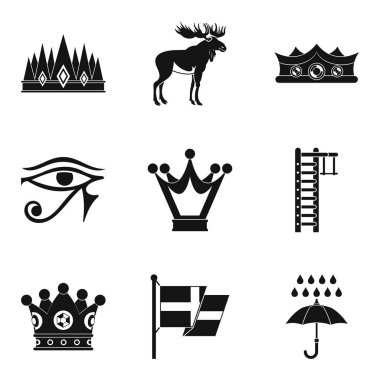 Icons set, basit kral taç tarzı