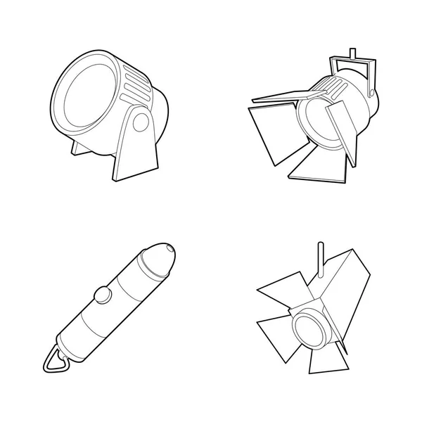 Conjunto de iconos de foco, estilo de contorno — Vector de stock