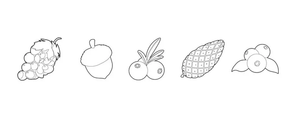 Набір піктограм фруктів, стиль контуру — стоковий вектор