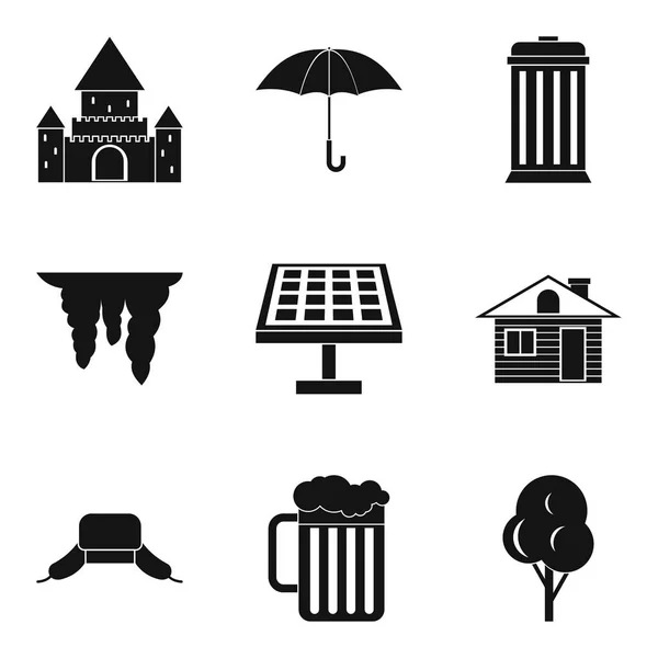 Conjunto de ícones da casa destacada, estilo simples — Vetor de Stock