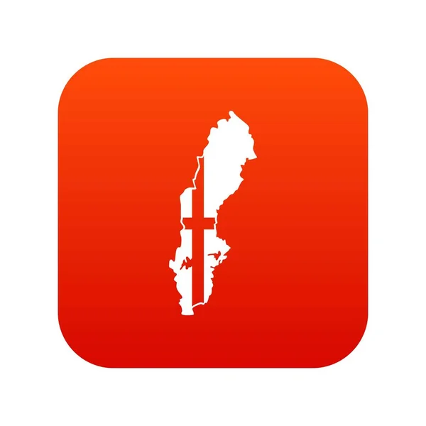 Carte de la Suède icône numérique rouge — Image vectorielle