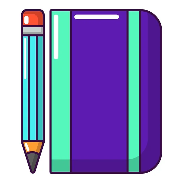 Icône crayon bloc-notes, style dessin animé — Image vectorielle