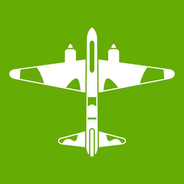 Military fighter aircraft icon green — Stock Vector