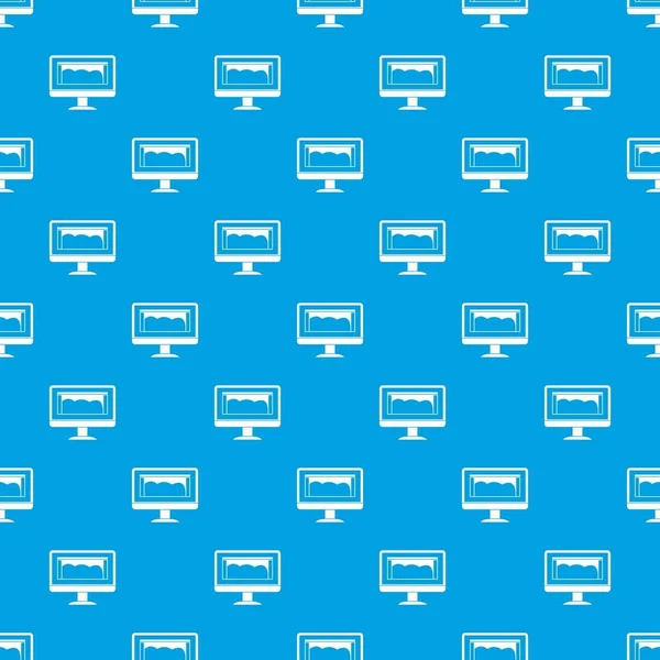 Drawing monitor pattern seamless blue — Stock Vector