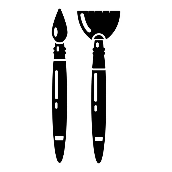 画笔图标，简单的黑色风格 — 图库矢量图片