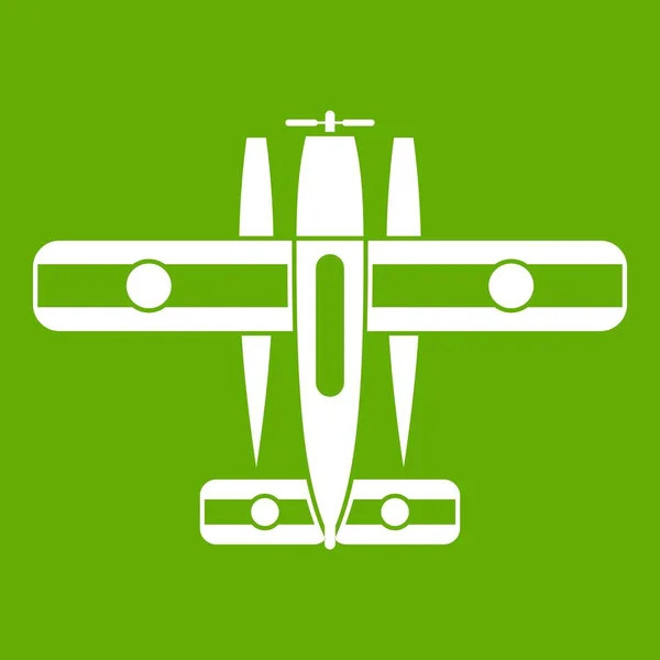 Ski ausgerüstetes Flugzeug Symbol grün — Stockvektor