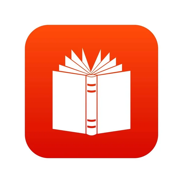 Digitální červená ikona otevřené tlusté knihy — Stockový vektor