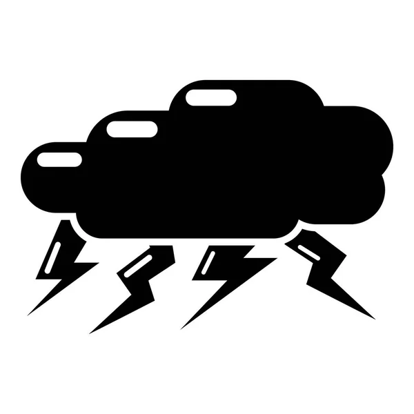 Icône nuage tonnerre, style noir simple — Image vectorielle