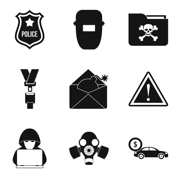 Conjunto de iconos de atrocidad, estilo simple — Vector de stock