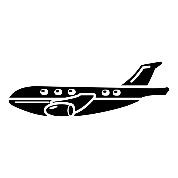 Yolcu uçak simgesi, basit siyah stil — Stok Vektör