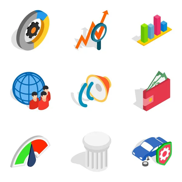 Successful idea icons set, isometric style — Stock Vector