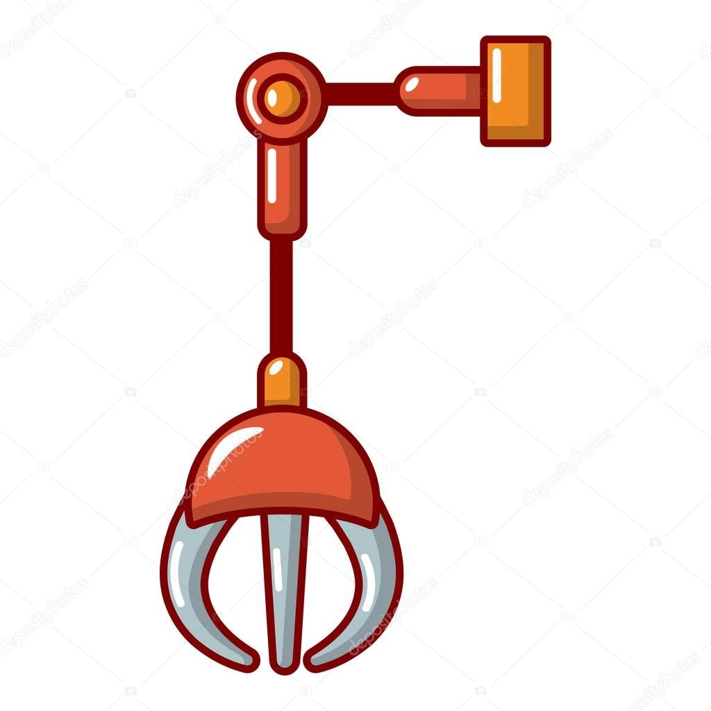 Mechanical grabber icon, cartoon style.