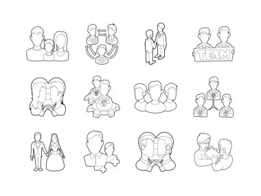 İnsanlar simge seti, anahat tarzı grup