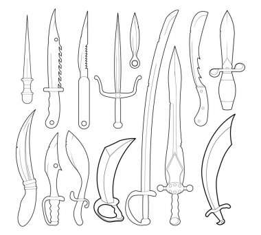 Kılıç simge seti, anahat stili