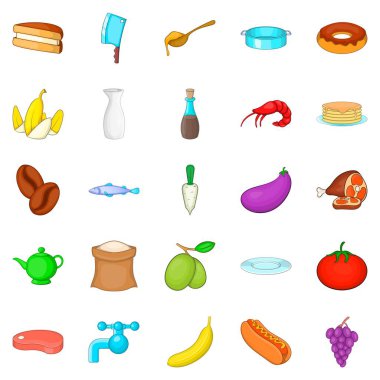 Mutfak Icons set, karikatür tarzı