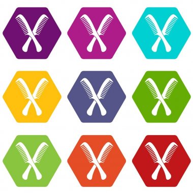 Renk altı yüzlü tarak Icon set