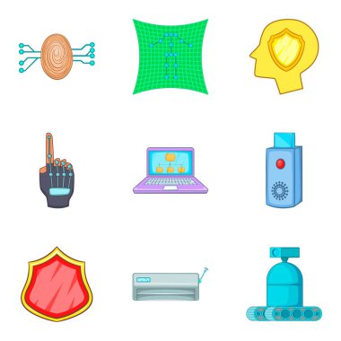 Cyber İlkesi Icons set, karikatür tarzı