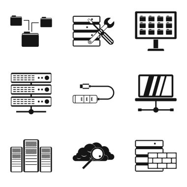 Bulut teknoloji Icons set, basit tarzı