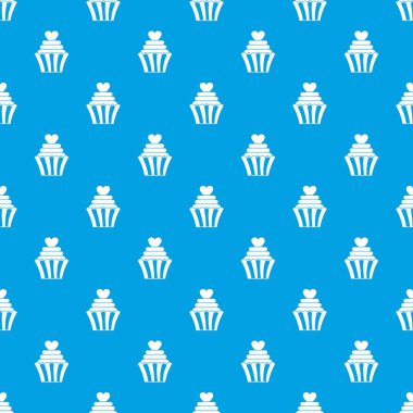 Aşk cupcake desen kesintisiz mavi