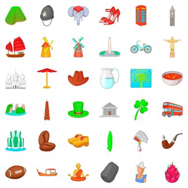 Londra Icons set, karikatür tarzı