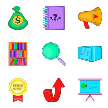 Bilgi Merkezi Icons set, karikatür tarzı