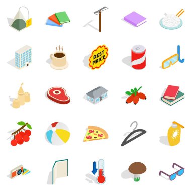 Şirin amblemi Icons set, izometrik stili