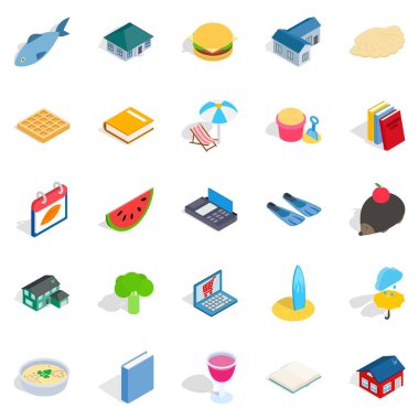 Cubby Icons set, izometrik stili