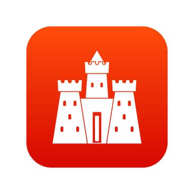 Antik kale Sarayı simgesi dijital kırmızı