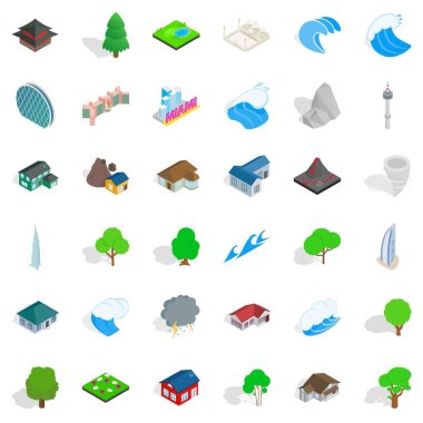 Okyanus Icons set, izometrik tarzı