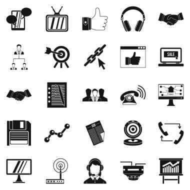 Uzak iletim Icons set, basit tarzı