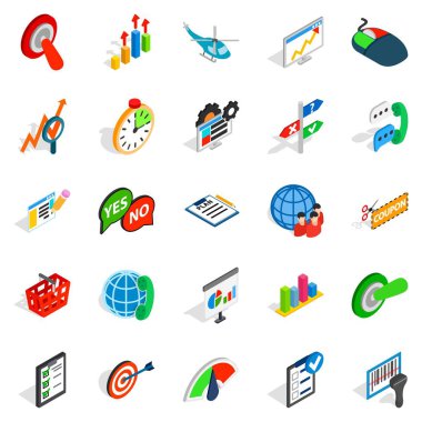 Pazarlık Icons set, izometrik stili