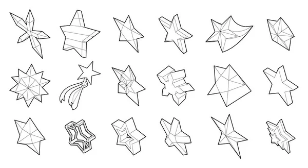 Star icon set, outline style — Stock Vector