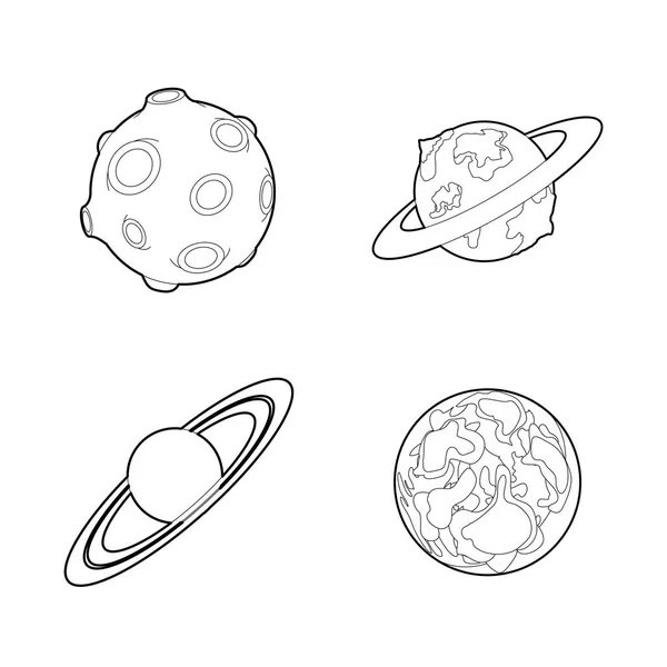 Set di icone Planet, stile contorno — Vettoriale Stock