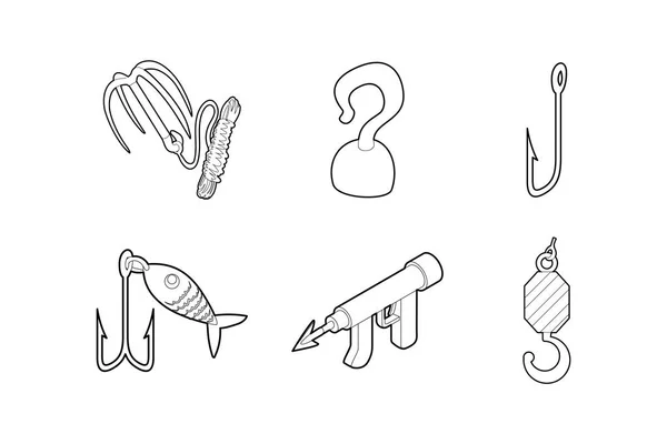 Набор значков крюка, стиль контура — стоковый вектор