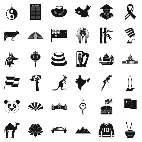 Conjunto de iconos del mundo, estilo simple — Vector de stock