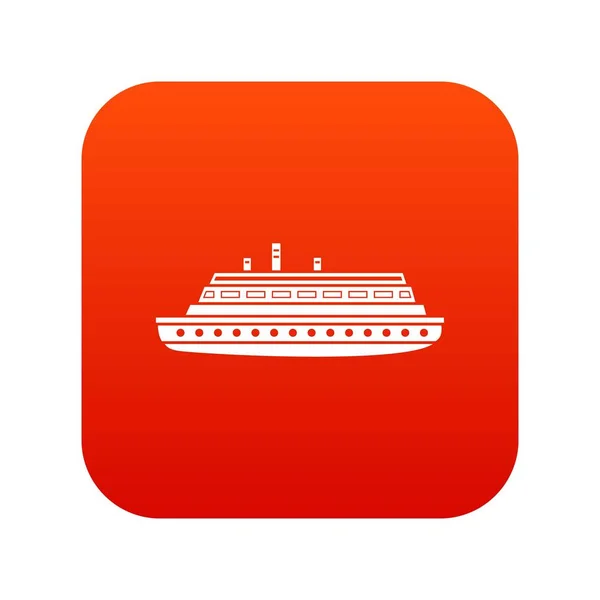 Ícone de navio longo vermelho digital — Vetor de Stock