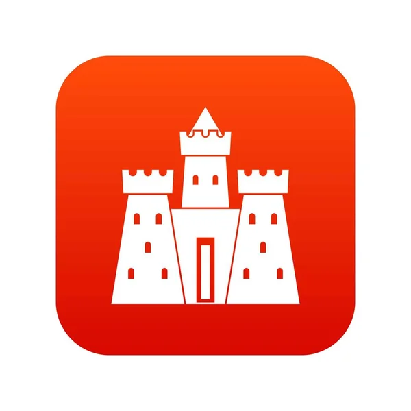 Antico castello palazzo icona digitale rosso — Vettoriale Stock