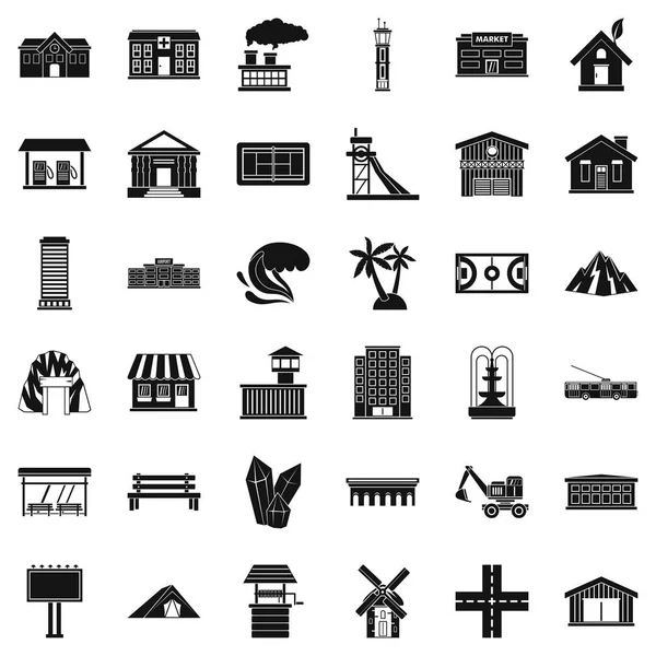 Conjunto de iconos de puente, estilo simple — Archivo Imágenes Vectoriales
