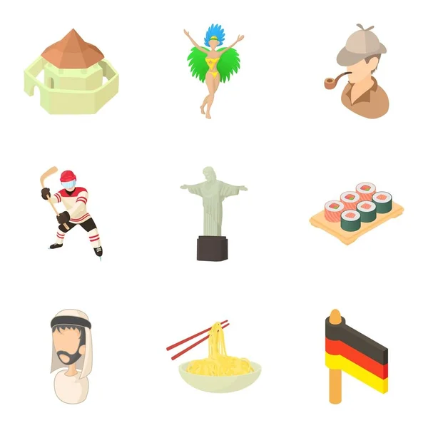 Cultuur van gelijkgestemden iconen set, cartoon stijl — Stockvector