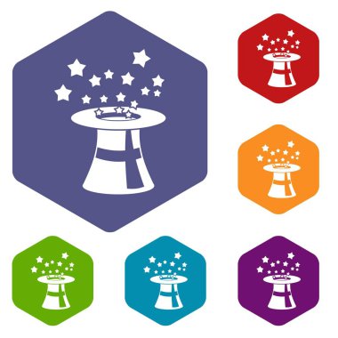 Sihirli şapka ile yıldız Icons set