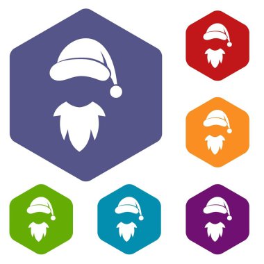 Noel Baba'nın ponpon ile kap ve Icons set sakal