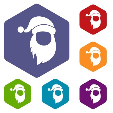 Noel Baba'nın ponpon ile kap ve Icons set sakal