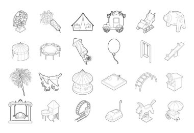 Çocuk eğlence simge seti, anahat stili