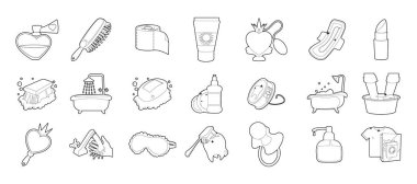 Kişisel Hijyen simge seti, anahat stili